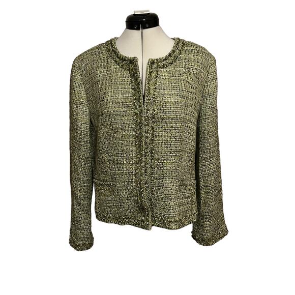 Talbots Jackets & Blazers - Talbots Petites Green Jacket Round Collar w/ No Buttons Made of Italian Fabrics